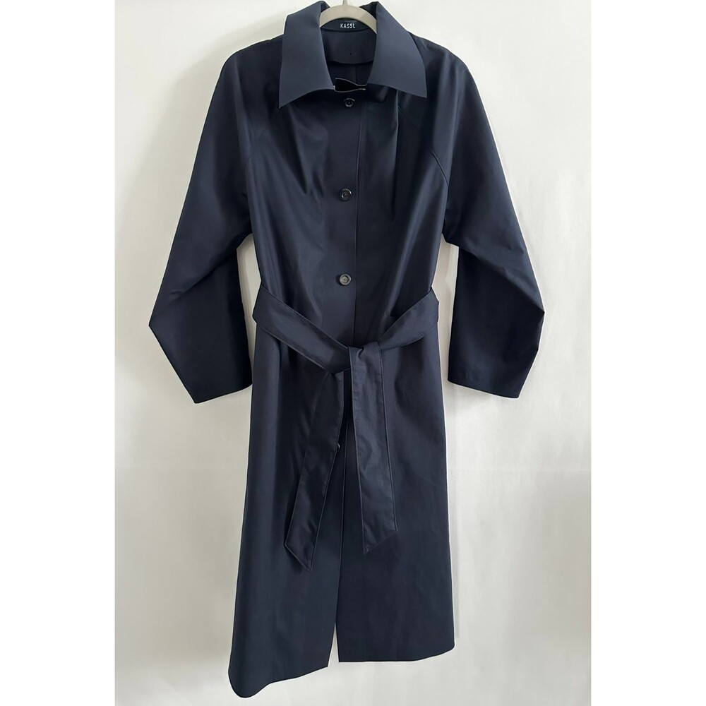 KASSL Editions Original‎ Below Coated Cotton Trench Coat XS Navy Blue Minimalist